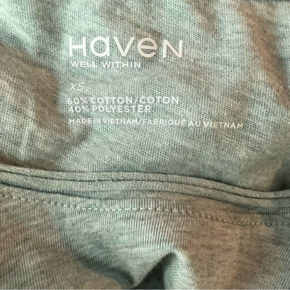 Haven Well Within Cotton Blend Sleep Top Pajama Shirt Long Sleeve Tie Hem - Picture 2 of 7